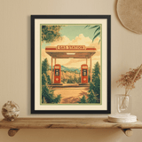 Gas Station Vintage Style Art Print