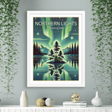 Northern Lights Vintage Style Art Print