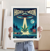 Higher Than the Moon Retro Art Print