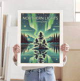 Northern Lights Vintage Style Art Print