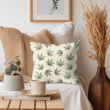 Beige Cannabis Leaf Throw Pillow