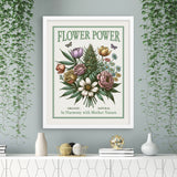 Botanical Flower Power Vintage Style Art Print