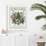 Botanical Flower Power Vintage Style Art Print