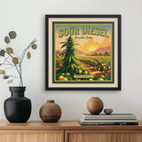 Sour Diesel Square Vintage Style Art Print